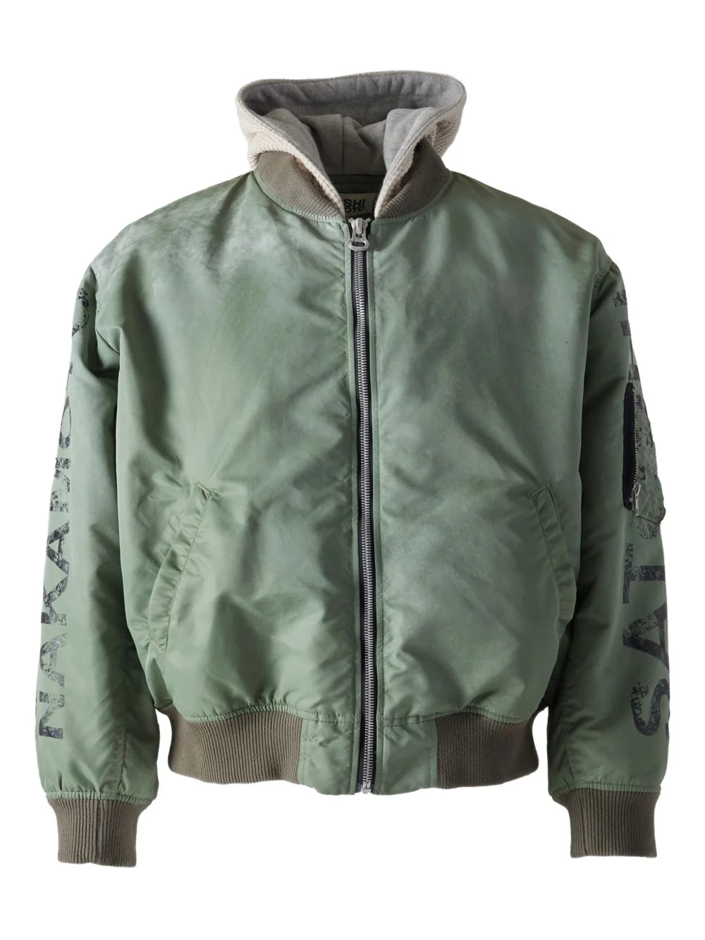 HOODED GRAPHIC BOMBER JACKET - 1