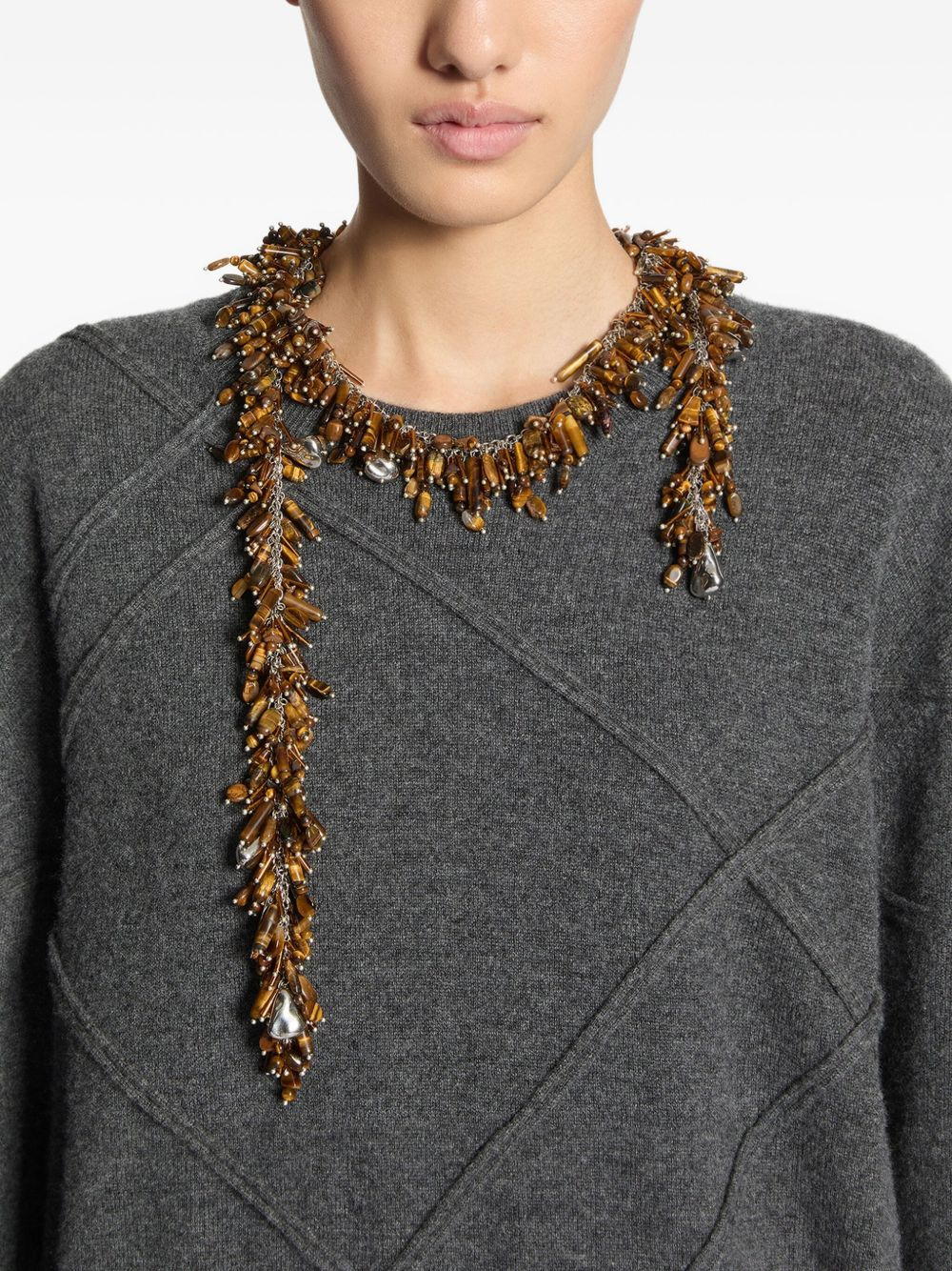 amber-beads scarf necklace - 2