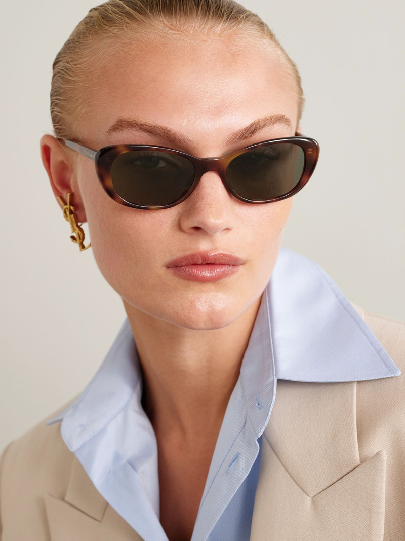 SAINT LAURENT Cat-eye tortoiseshell acetate sunglasses Tortoiseshell outlook