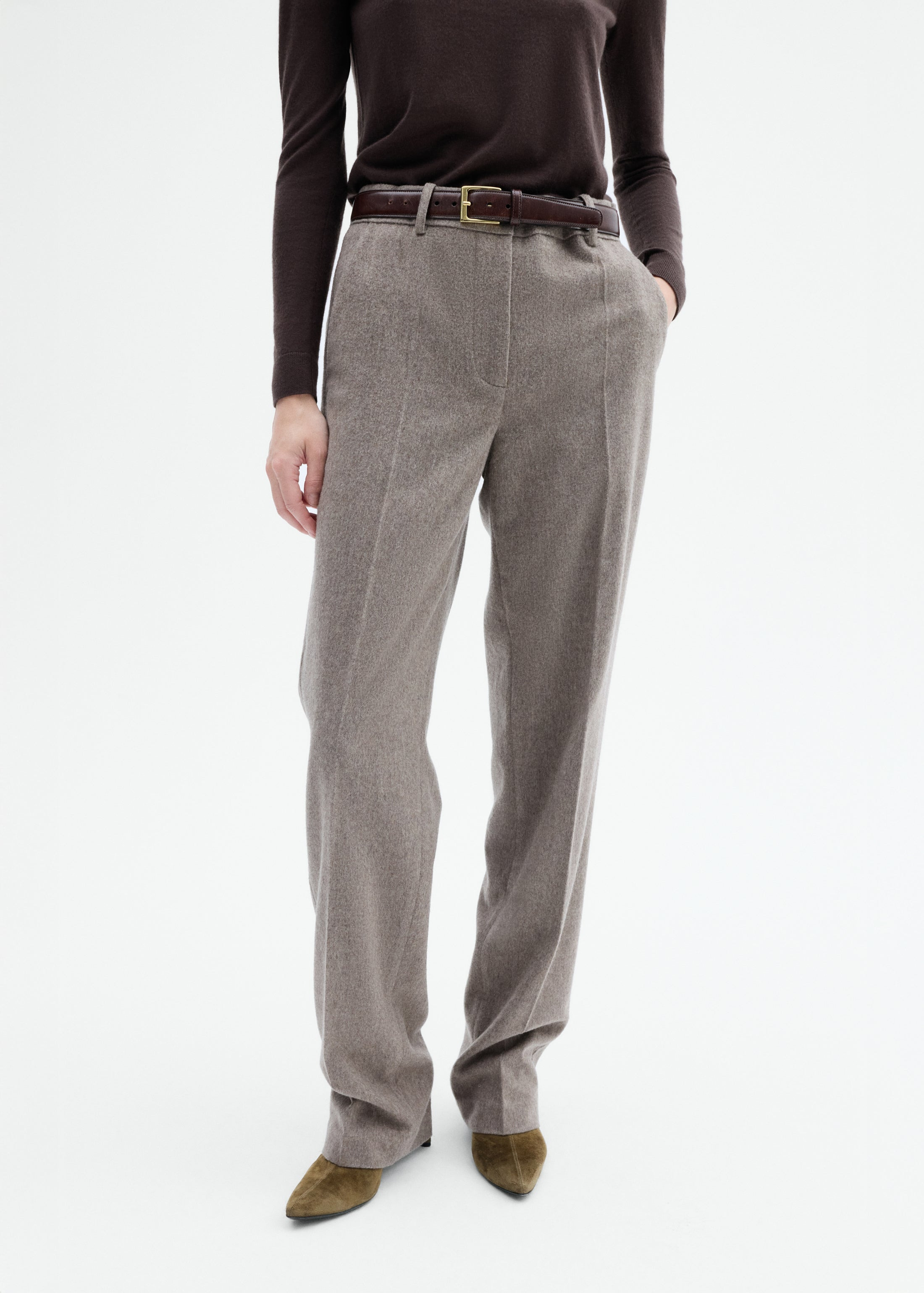 Tailored Straight Pant in Wool Cashmere - 3