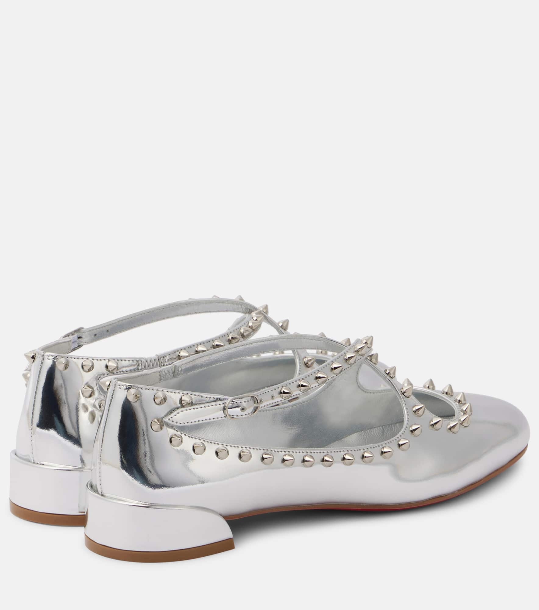 Pilouta Jane spiked metallic leather ballet flats - 2