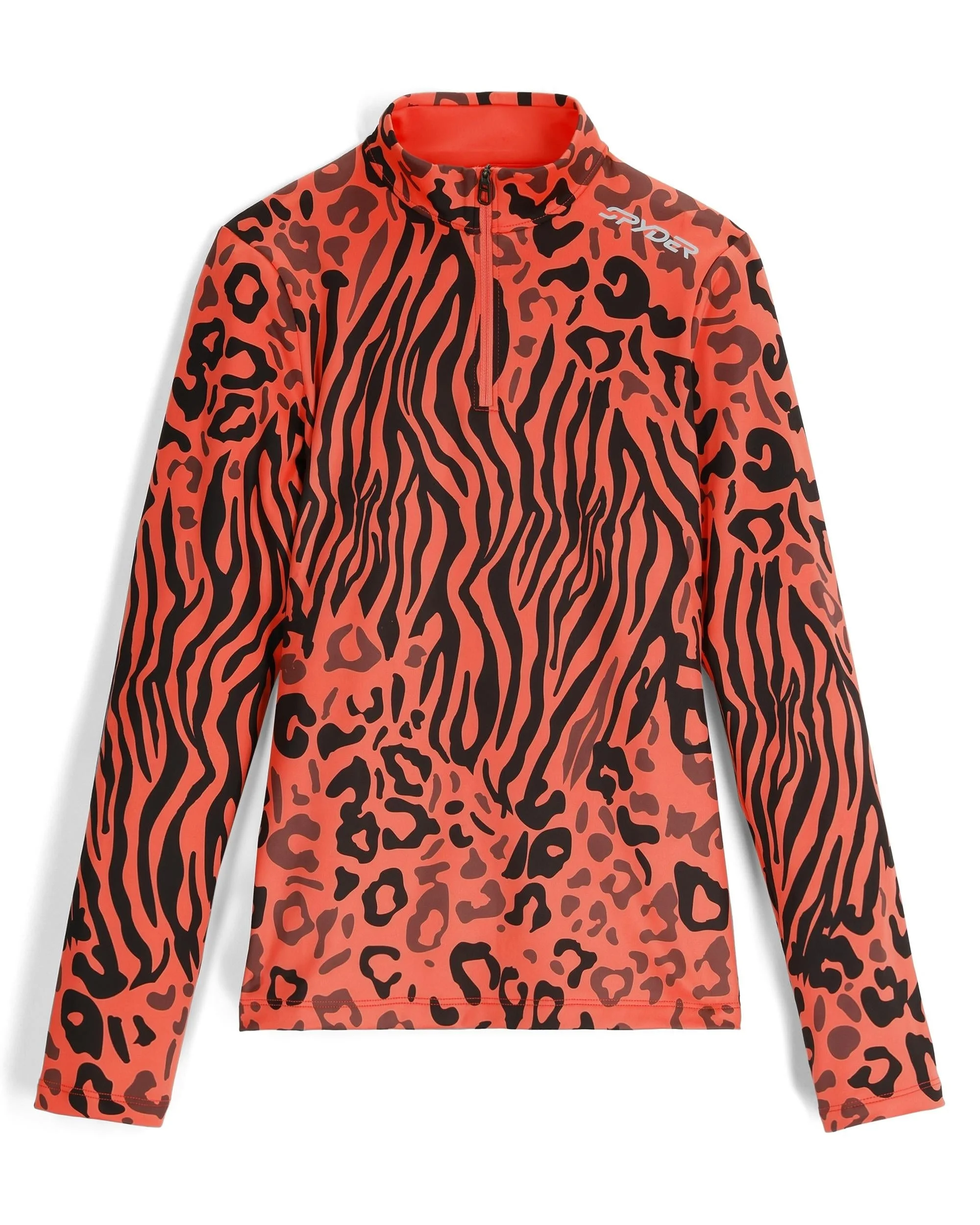 Womens Vivid Half Zip Jacket - Animal Print Coral Haze - 1
