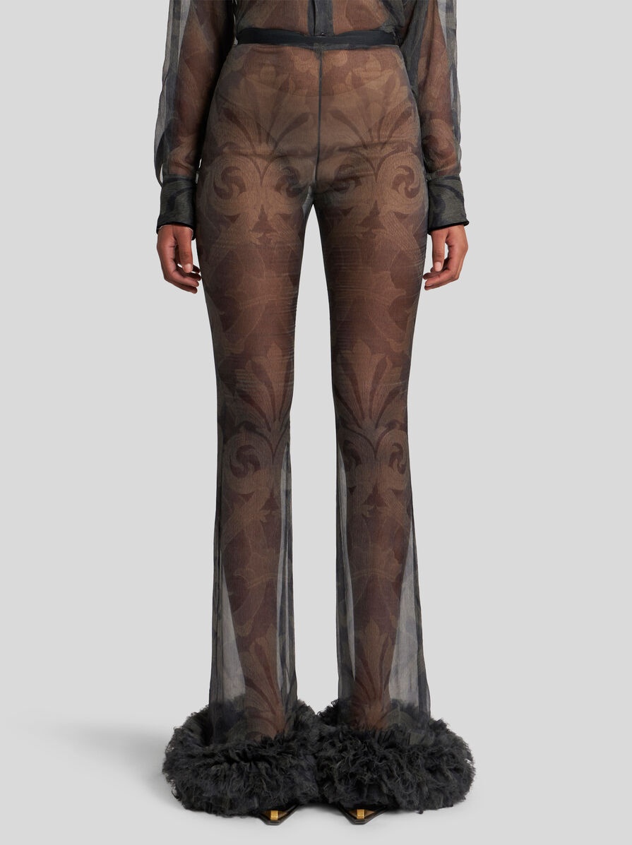 PRINTED SILK TROUSERS WITH RUCHING - 2