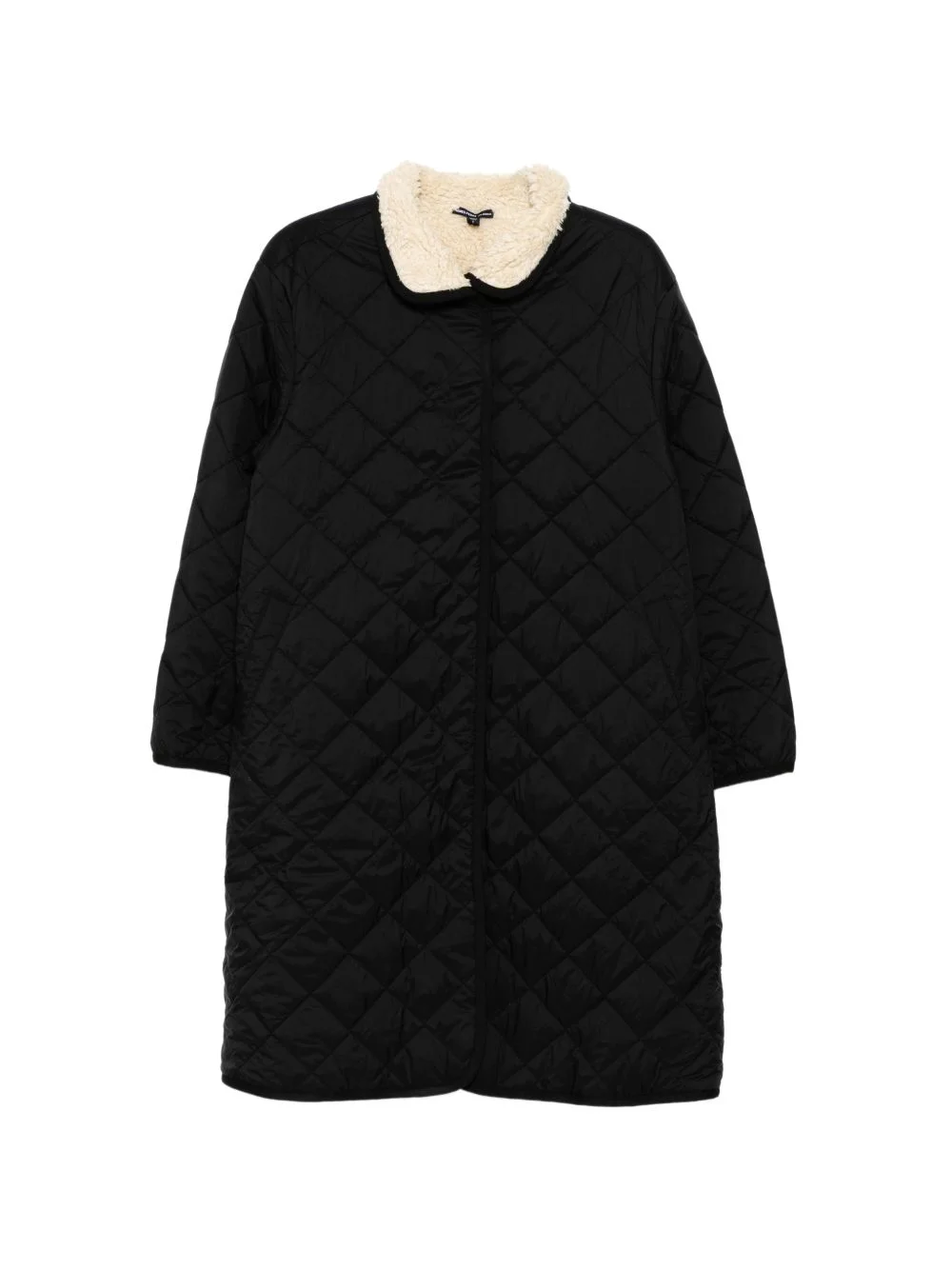 shearling-collar quilted coat - 1