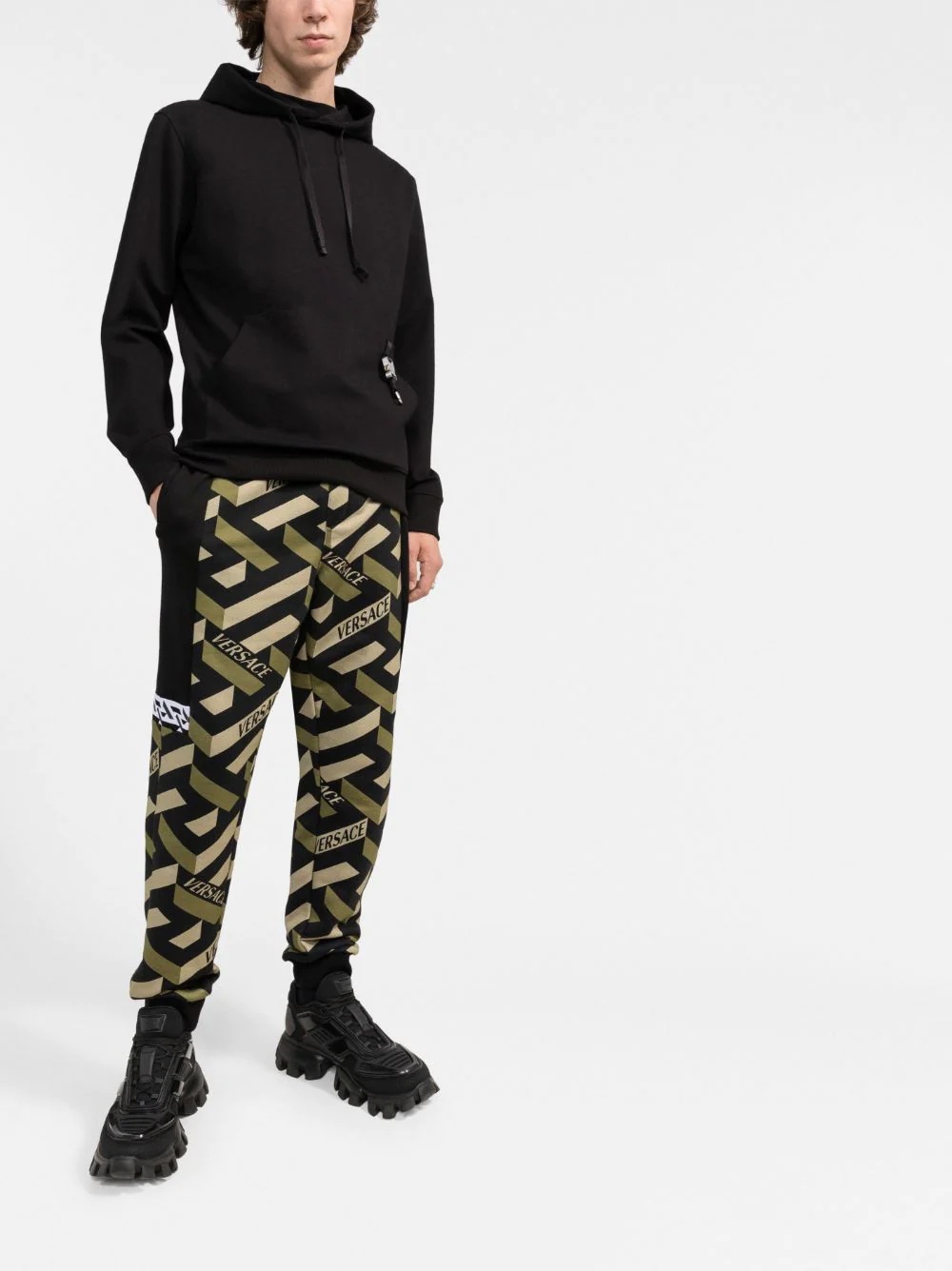 Greca-pattern logo-print trousers - 2