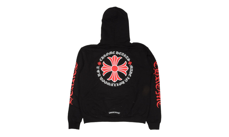 Chrome Hearts Made In Hollywood Plus Cross Zip Up Hoodie "Black/Red" CHRM1413 outlook