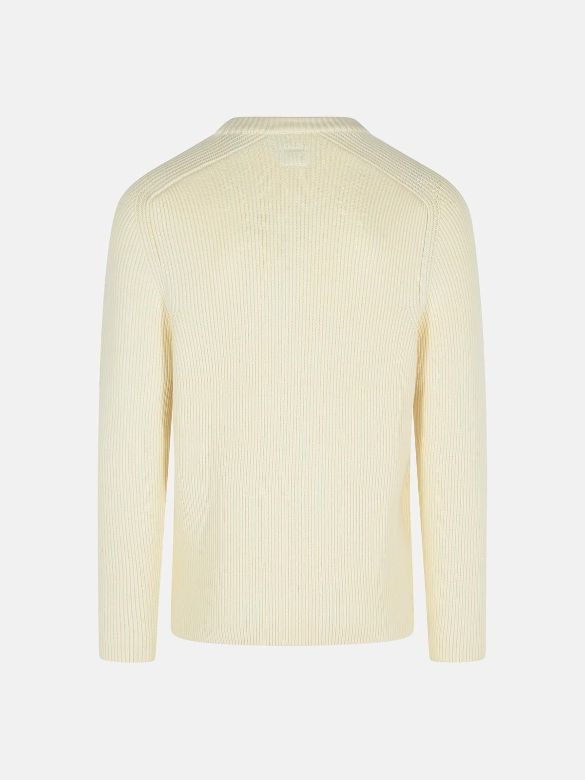 'FULL RIB' WHITE COTTON BLEND SWEATER - 3