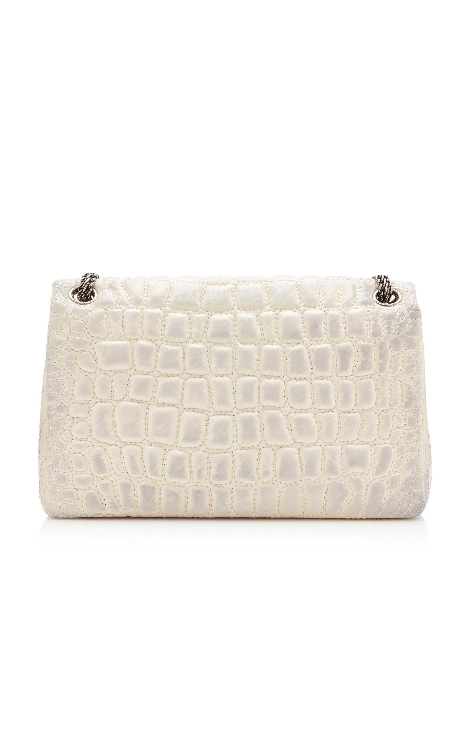 Bow-Detailed Washed Leather Crossbody Bag white - 4