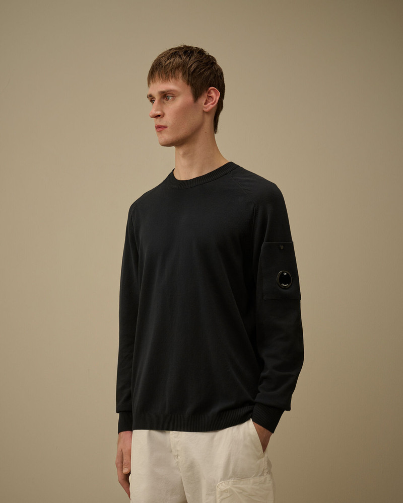 Cotton Crepe Crewneck Lens Sweater 3