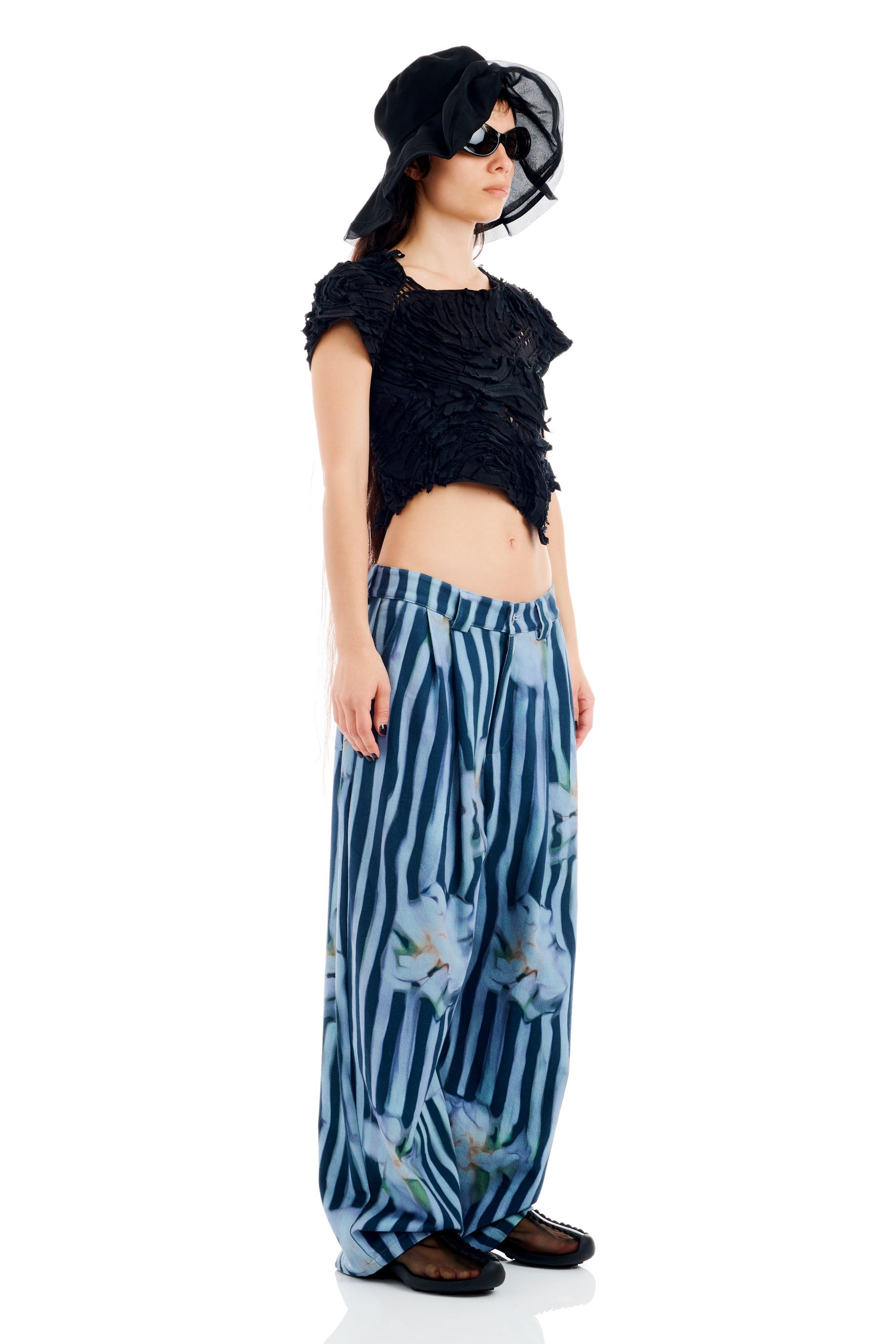 WAVY NAVY FLOWER STRIPE CATCHFLY PANT - 9