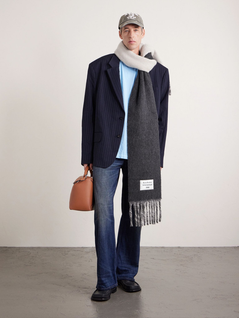 Acne Studios Volly Heavy Fringed Alpaca-Blend Scarf Gray outlook