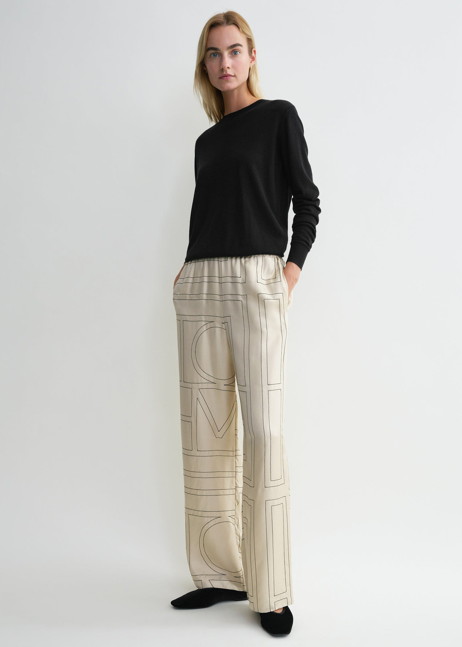 Monogram silk pj bottoms ivory - 3