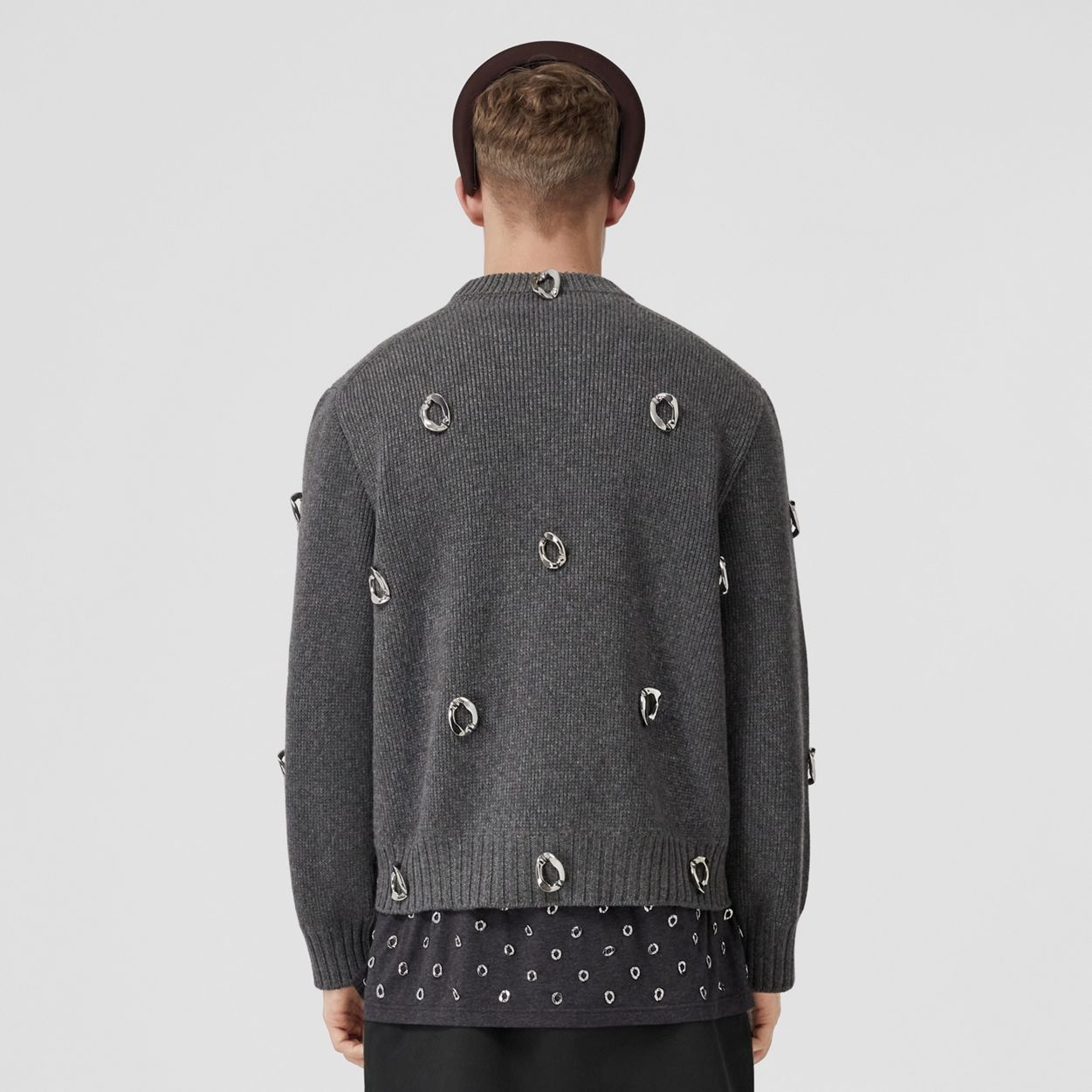 Chain-link Detail Cashmere Wool Sweater - 4