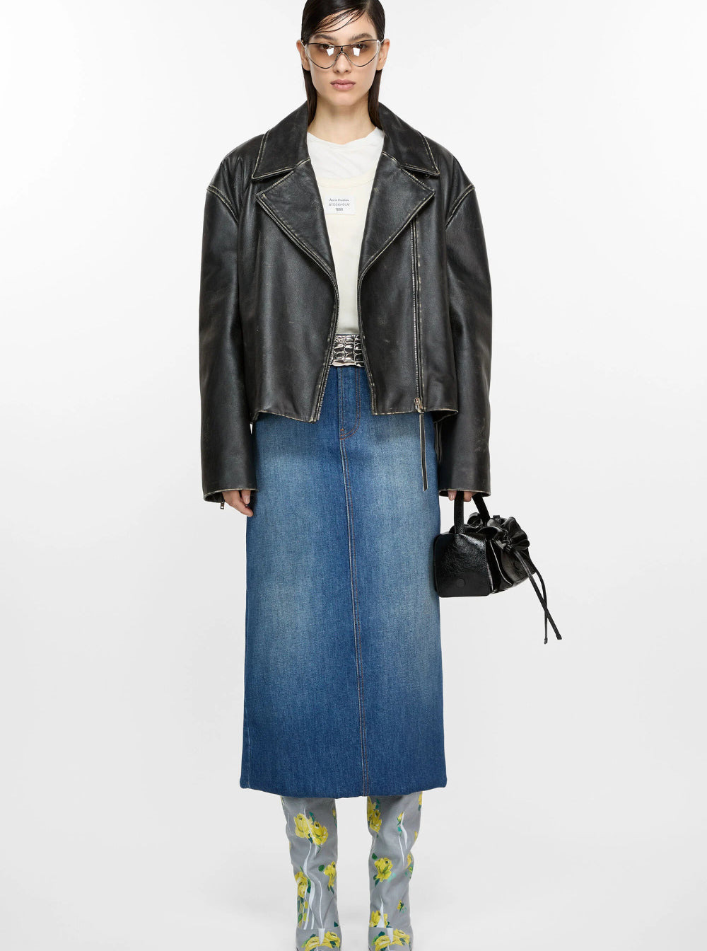 Acne Studios Women Black Biker Jacket In Vintage Looking Leather Woman - 4