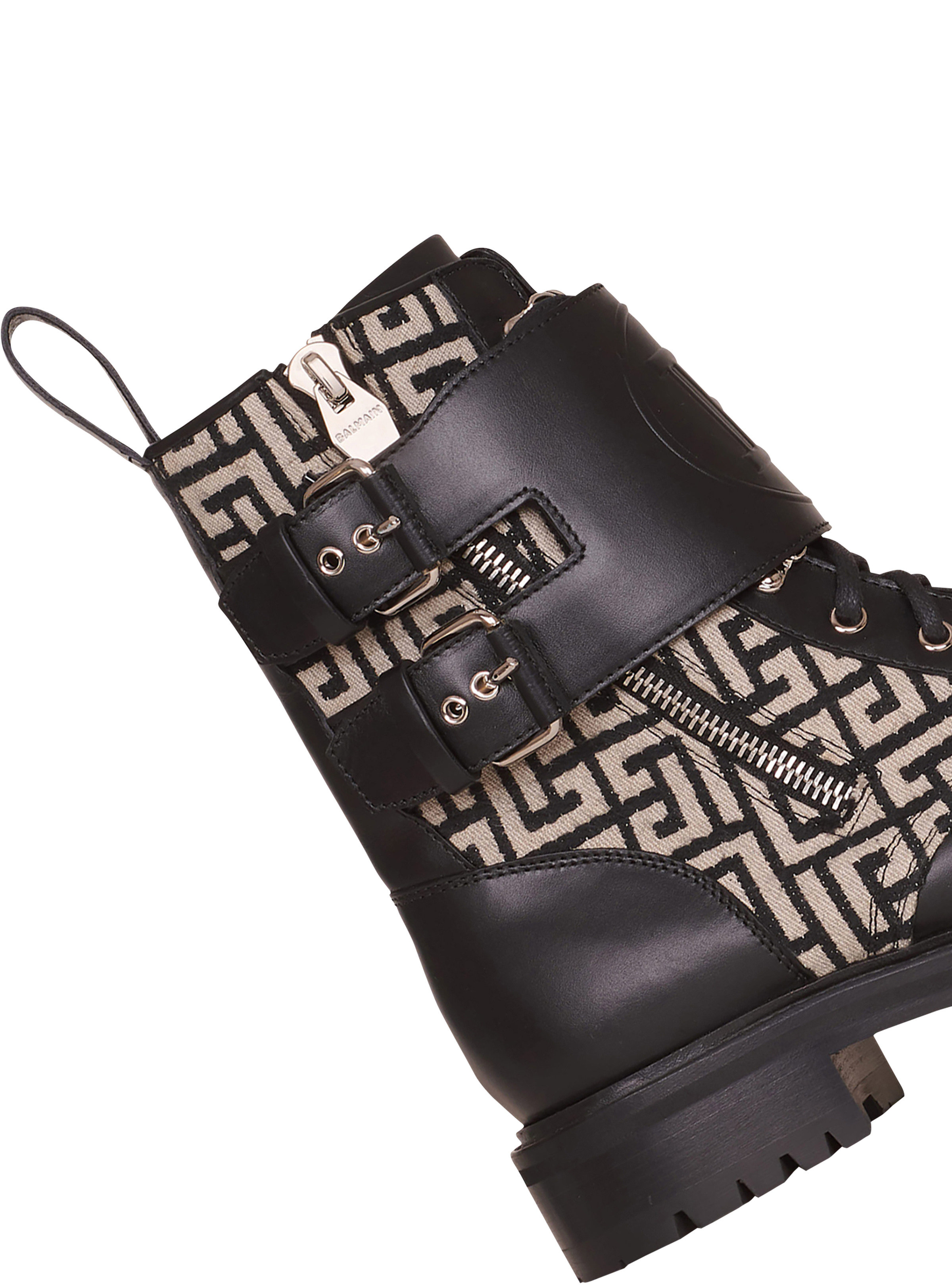 Bicolor smooth and monogram jacquard Phil Ranger ankle boots - 7