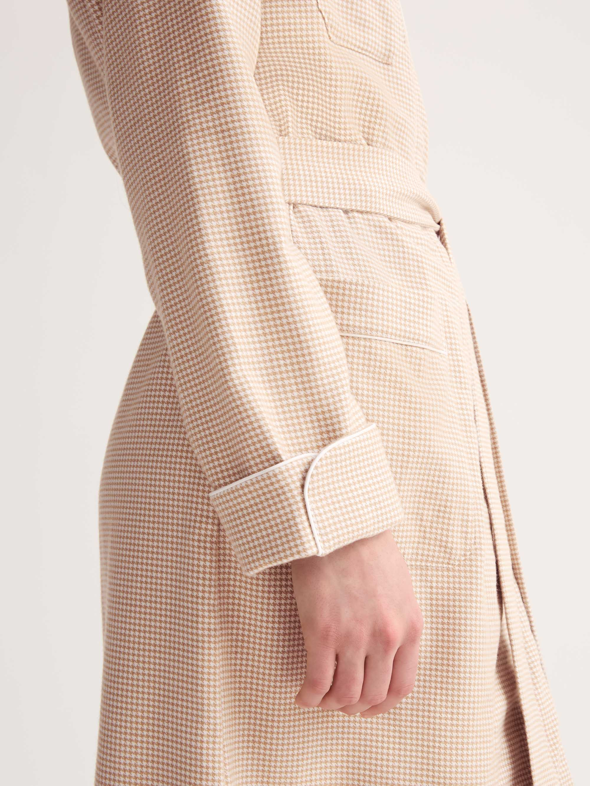 Women's Robe Kelburn Brushed Cotton Blush Houndstooth - 4