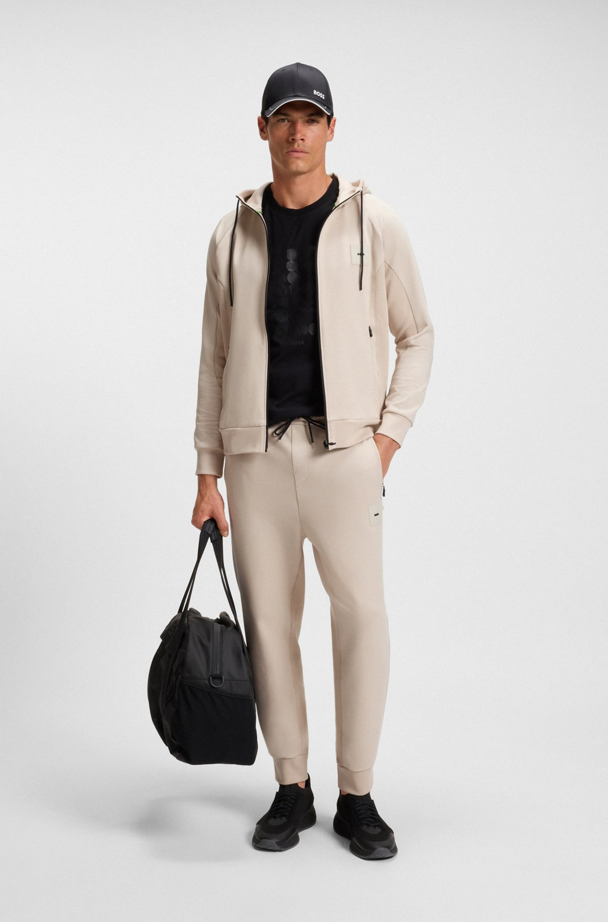 STRETCH TRACKSUIT BOTTOMS WITH LOGO PATCH - 4