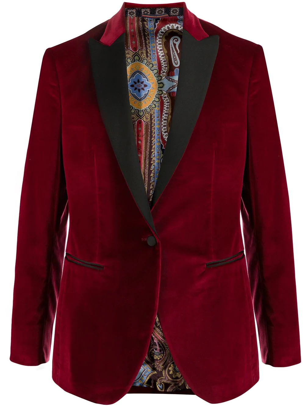 velvet contrast-lapel blazer - 1