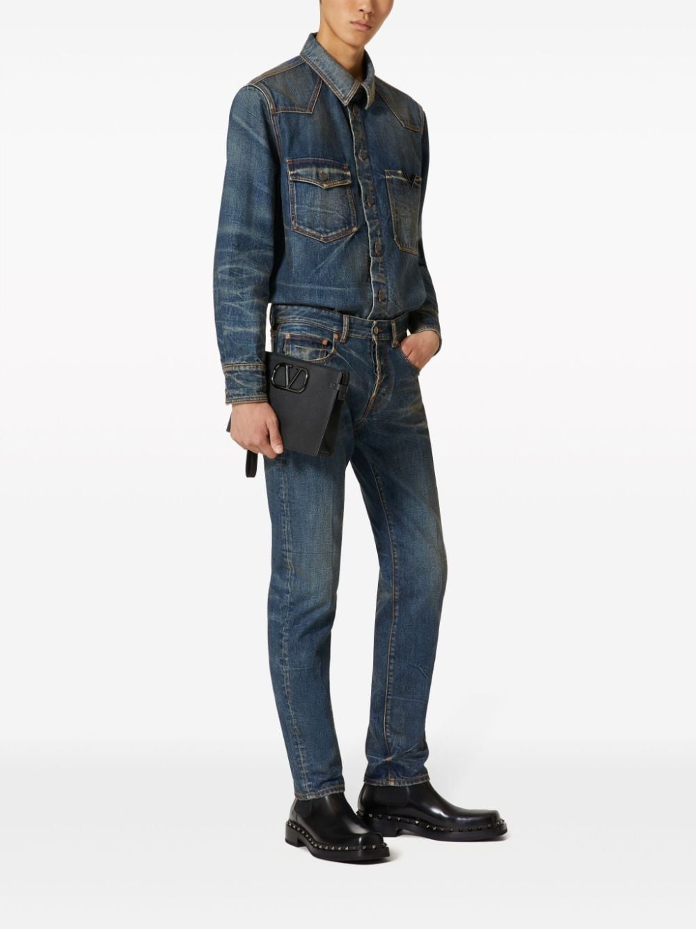 V-detail straight-leg jeans - 2