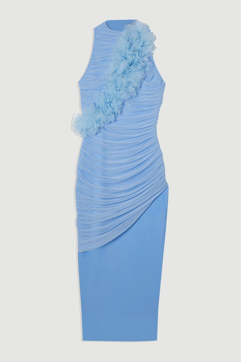 Gathered Fabric Bandage Knitted Maxi Dress - 1
