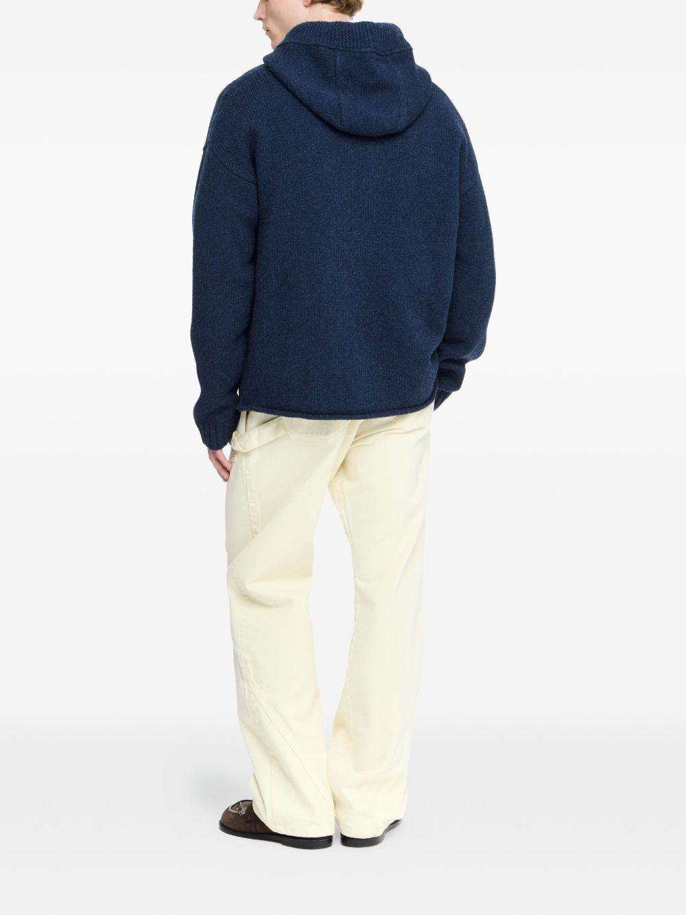 Anchor-logo hooded zip-up cardigan - 3