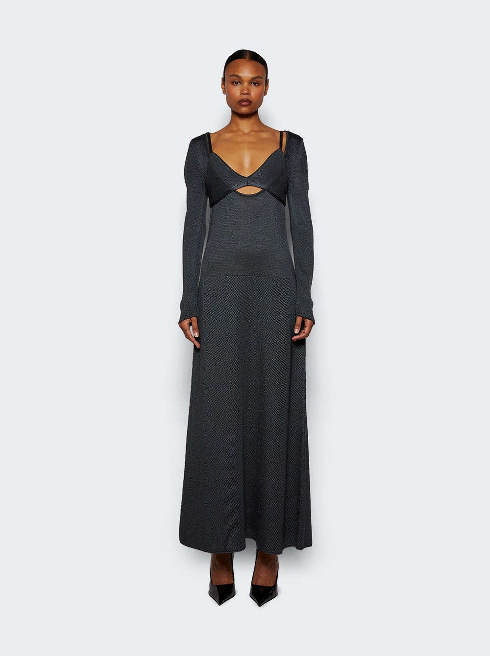 Nalani Dress In Lacqured Viscose Slate - 3