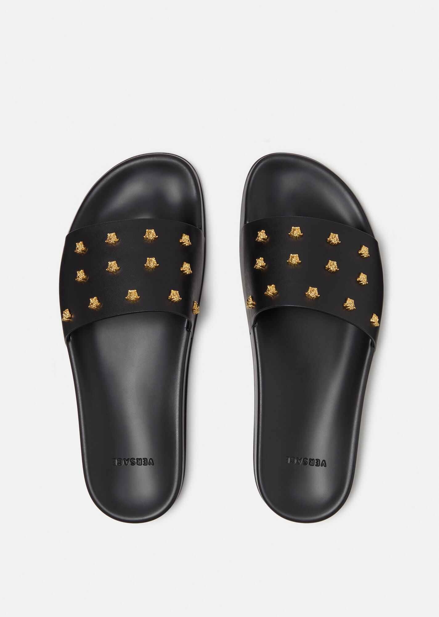 Medusa Stud Leather Slides - 3