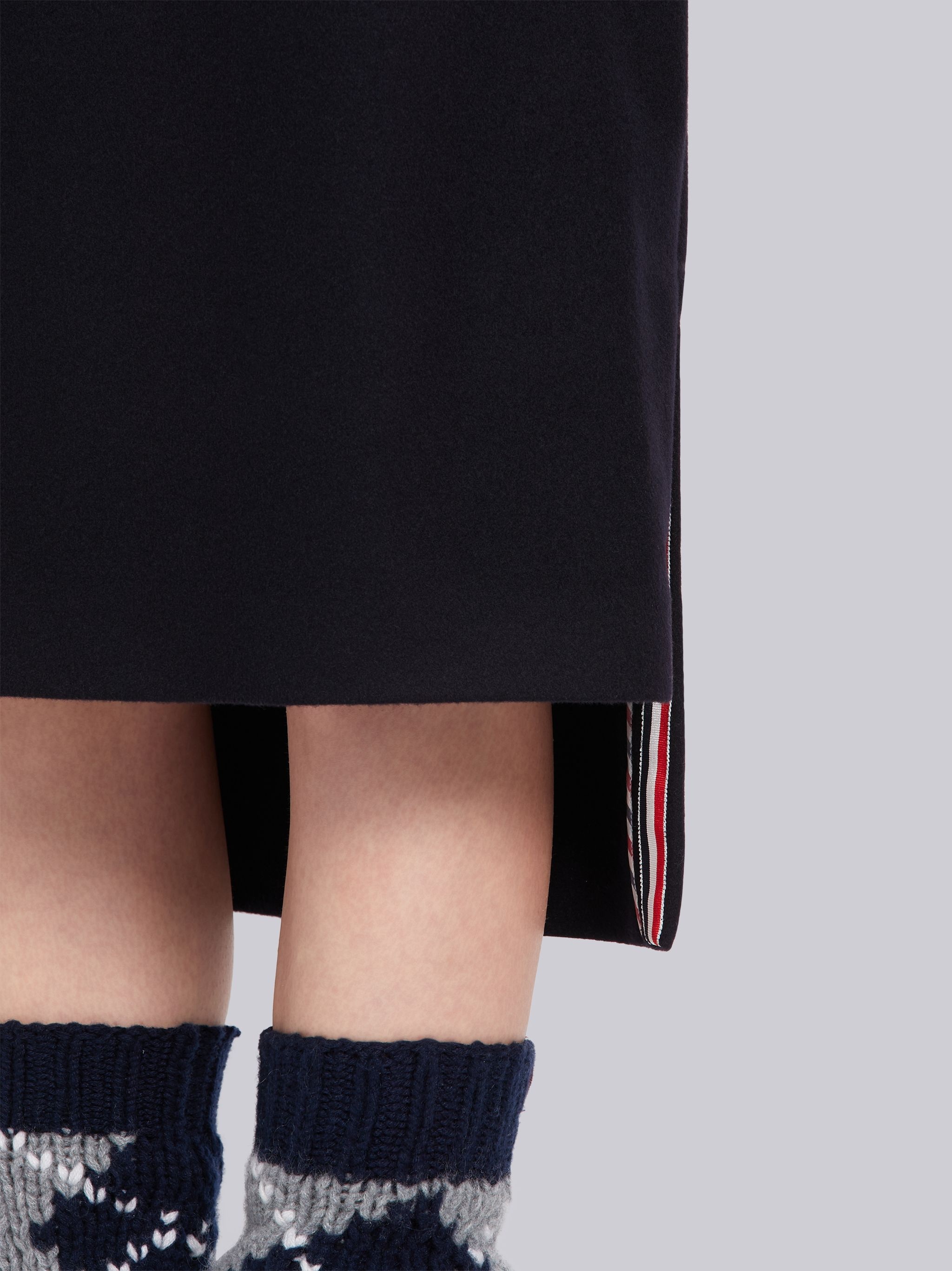 Navy Cashmere Long Sleeve Below the Knee Dress - 6