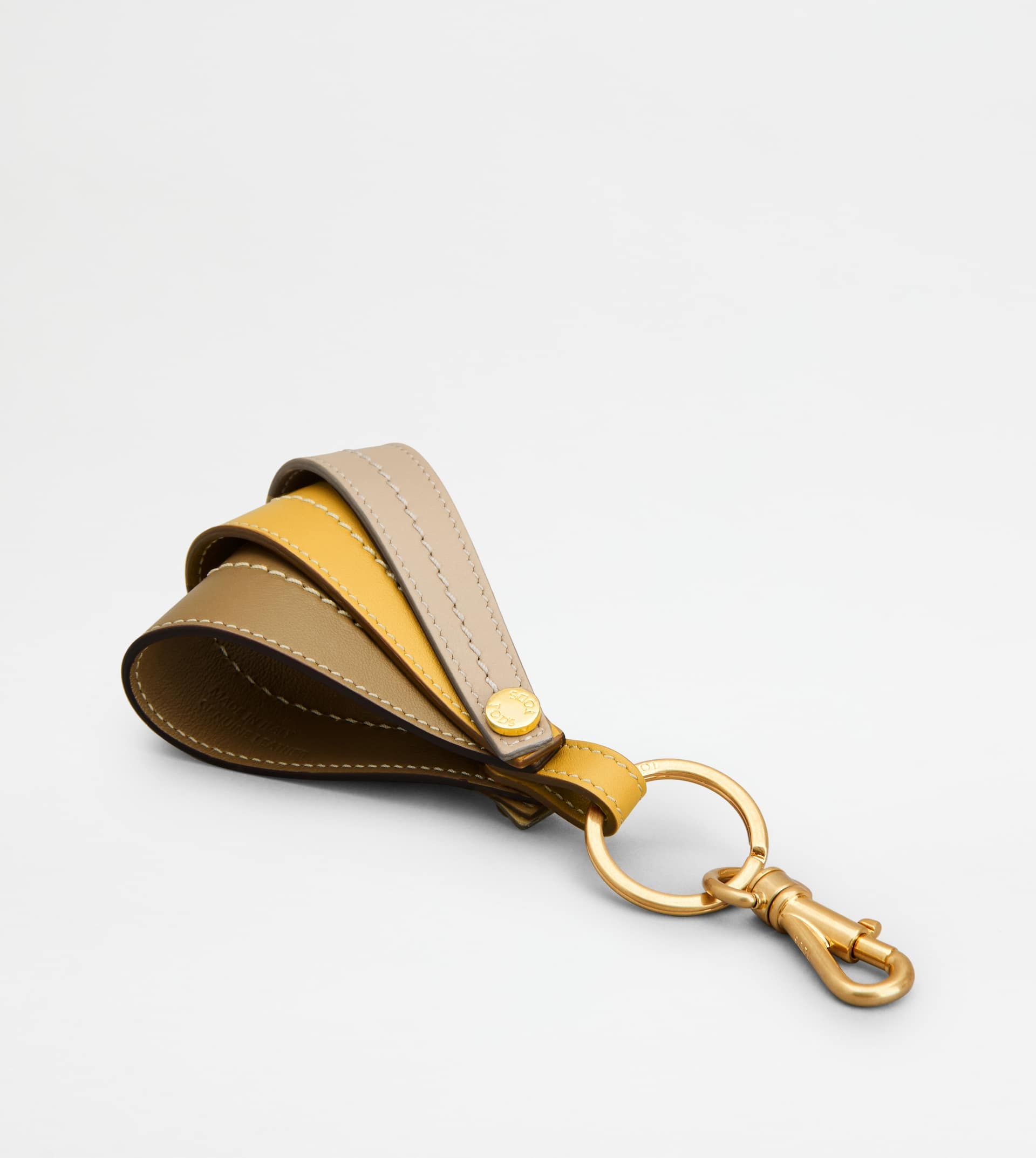 KEY HOLDER IN LEATHER - BEIGE, YELLOW, BROWN - 2