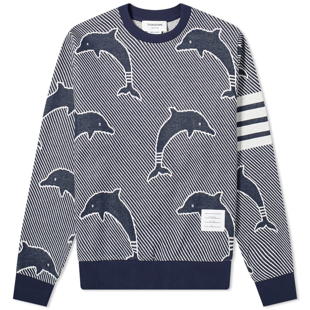 Thom Browne Dolphin Jacquard Four Bar Crew Sweat - 1