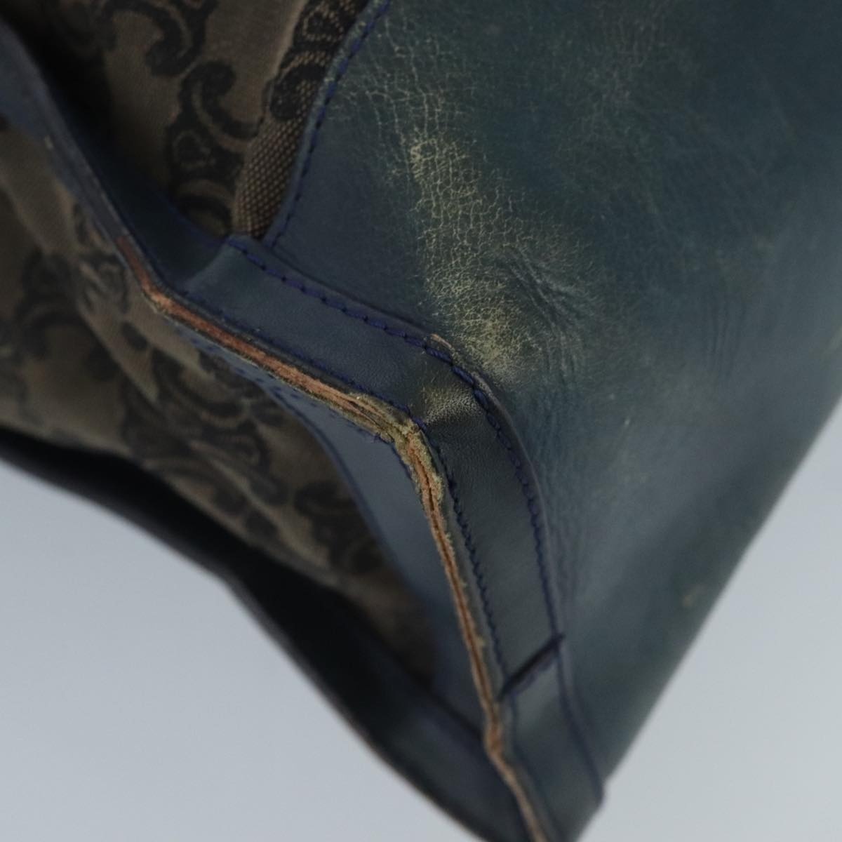 CELINE Paris Macadam Canvas Tote Bag Brown Navy Gold - 10