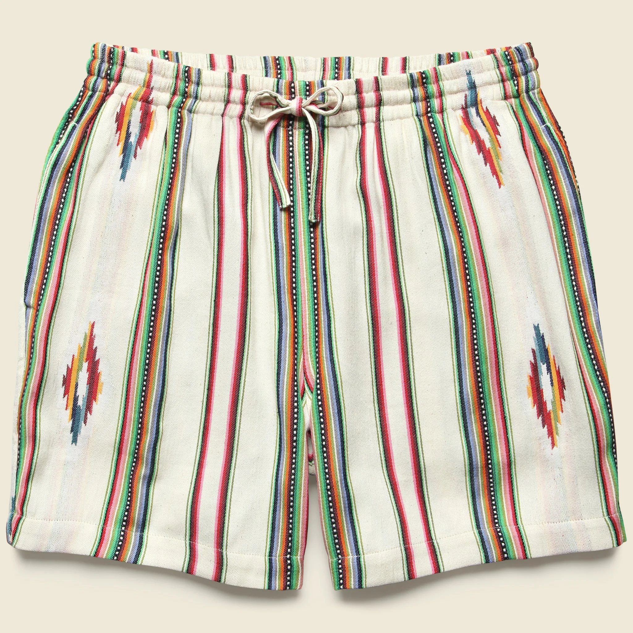 5.5" Handwoven Blanket Stripe Shorts - Ecru - 1