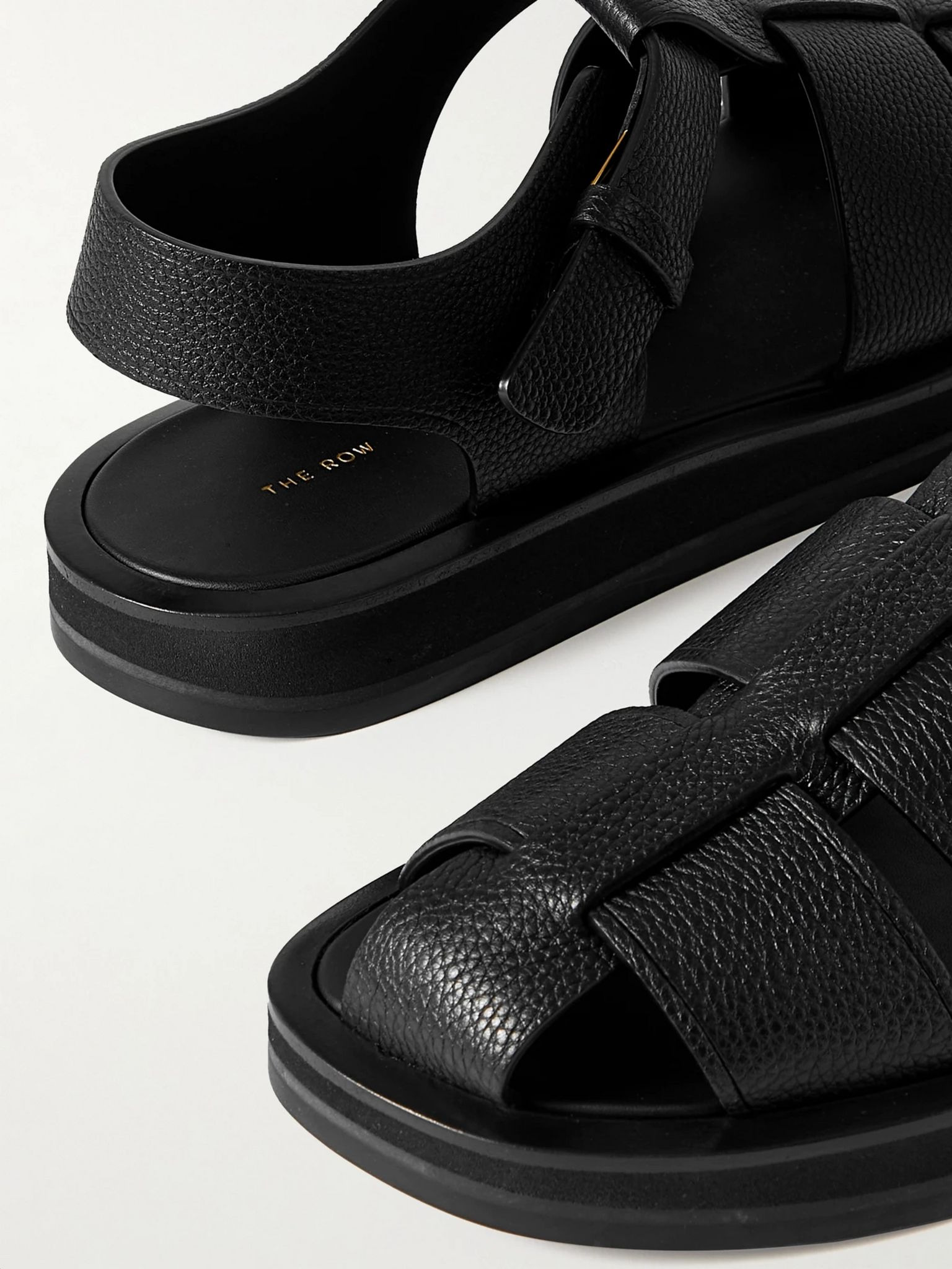 Fisherman woven textured-leather sandals Black - 4