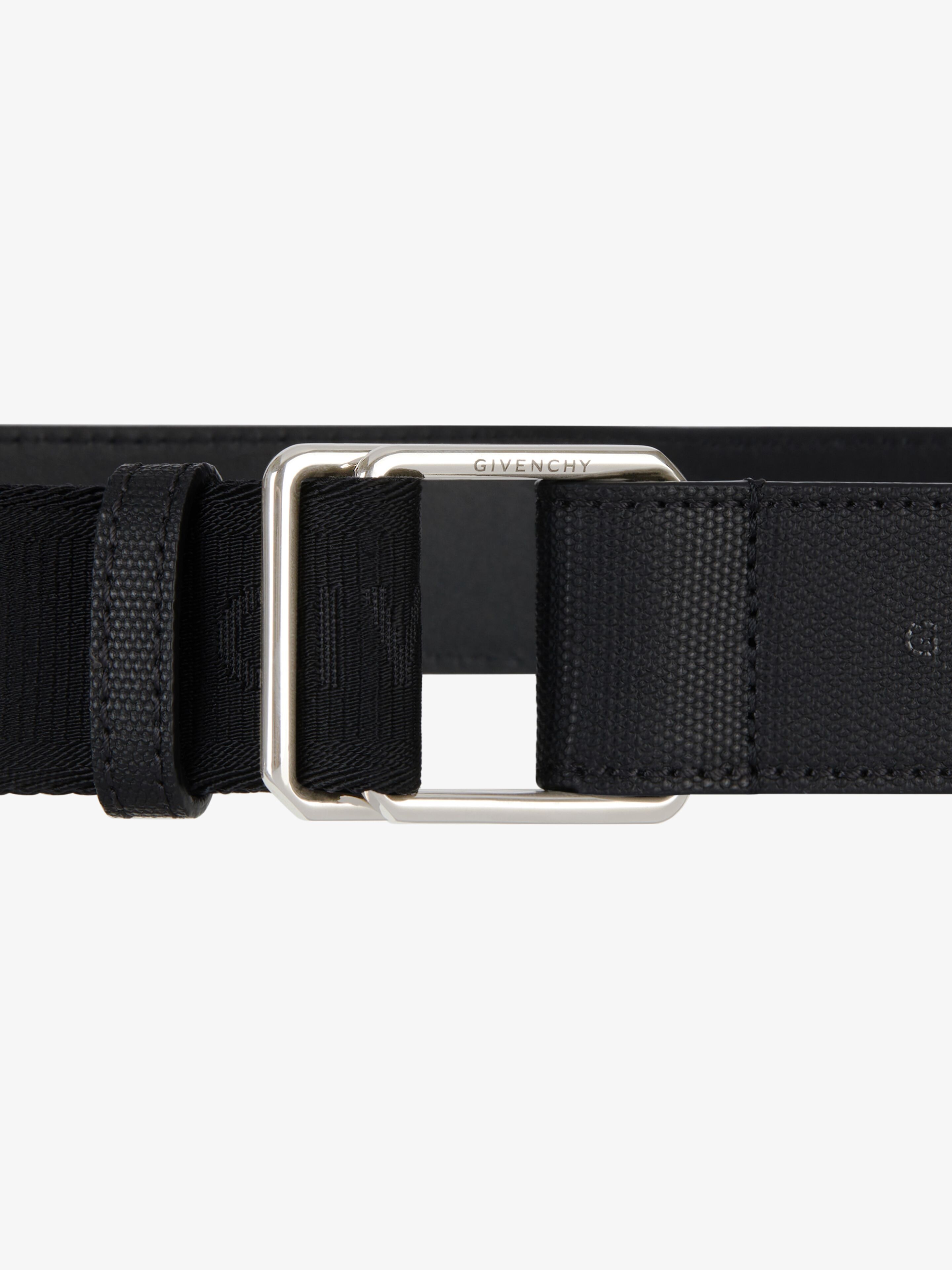 GIVENCHY DOUBLE BUCKLE BELT IN LEATHER AND CANVAS - 2