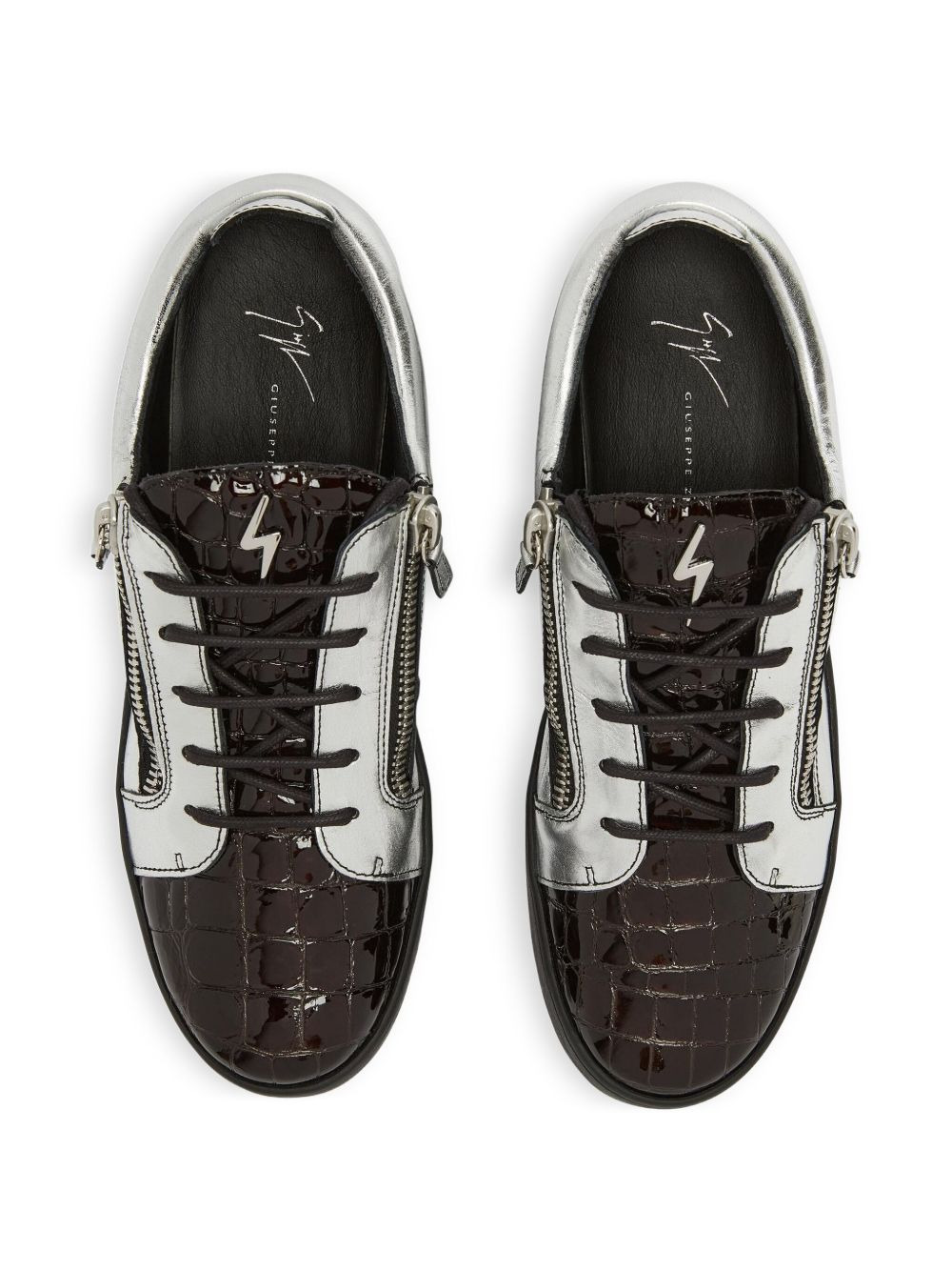 Frankie metallic crocodile-effect sneakers - 4