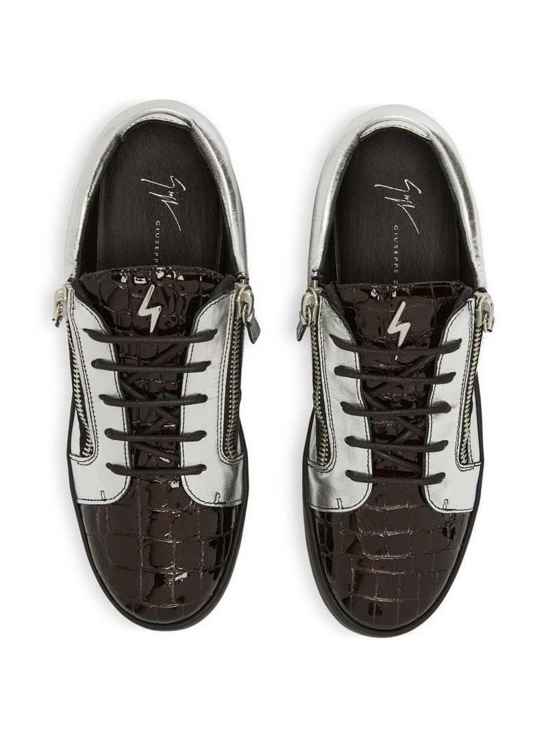 Frankie metallic crocodile-effect sneakers 4