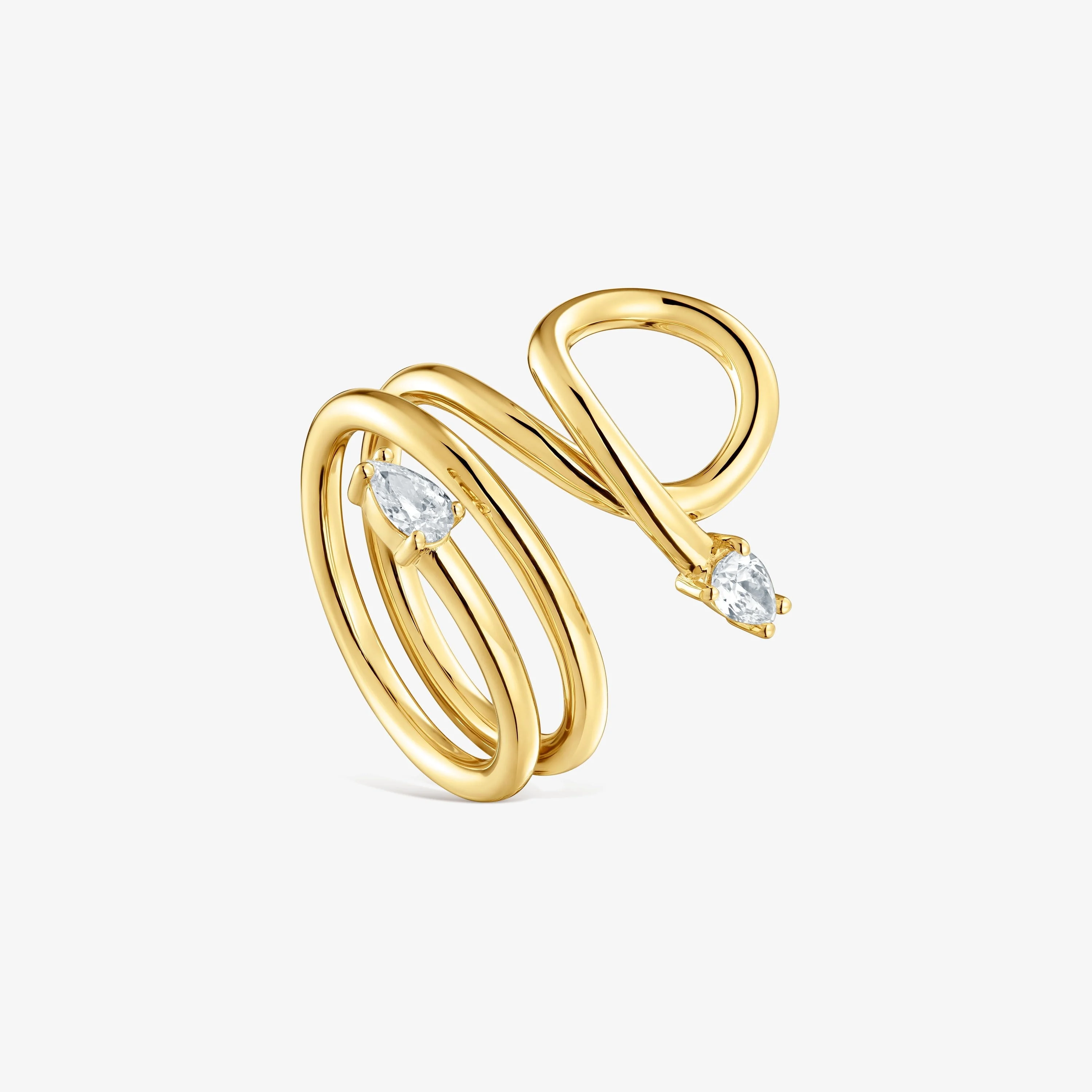 Spiral Ring with 18K gold vermeil and laboratory-grown diamonds Lio LGD - 1