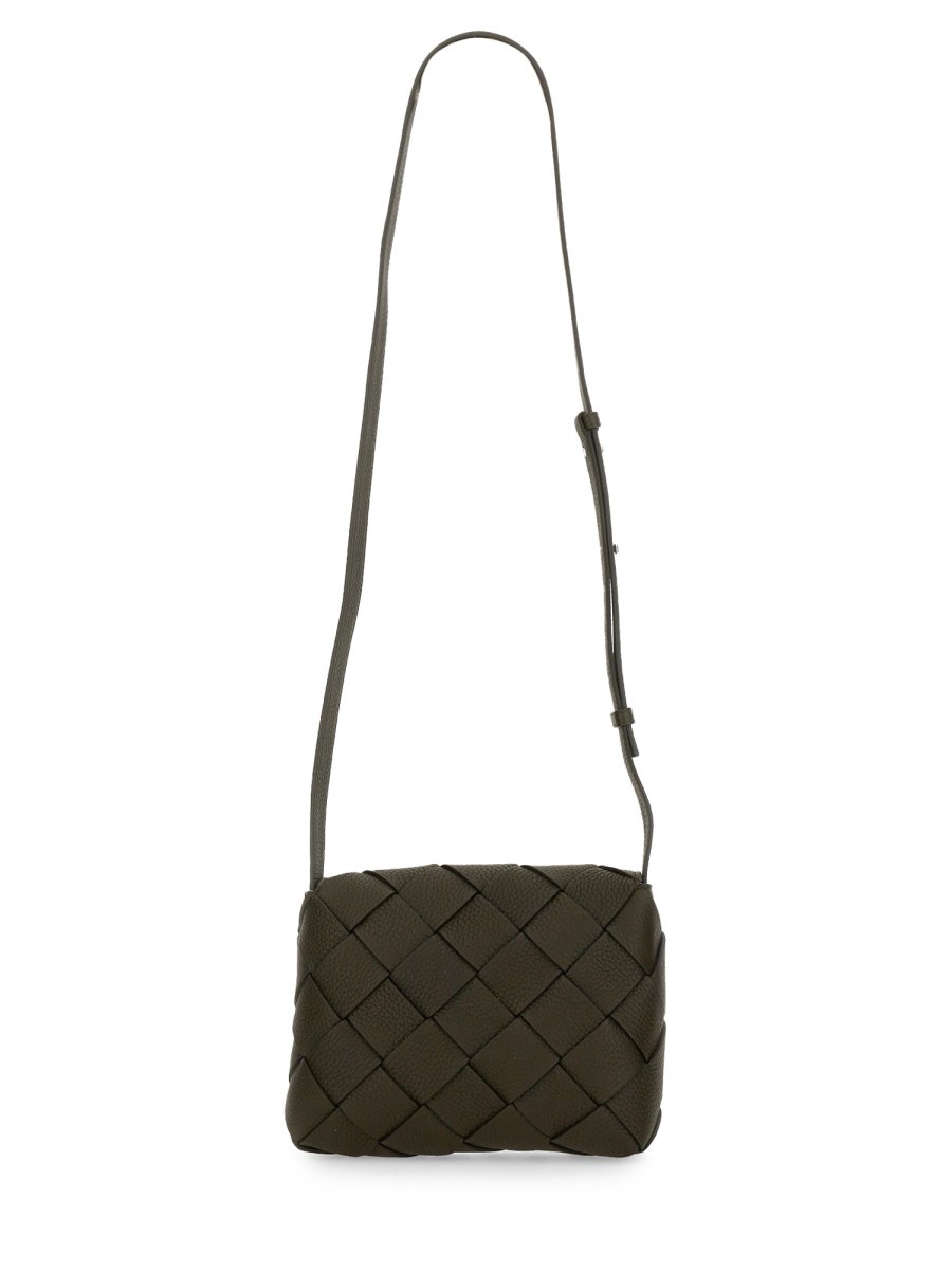 LEATHER DIAGO BAG WITH WOVEN PATTERN - 2