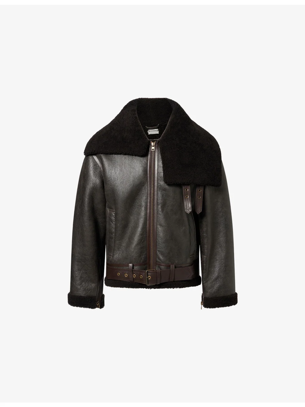 Oversized-Collar Shearling Aviator Jacket - 1