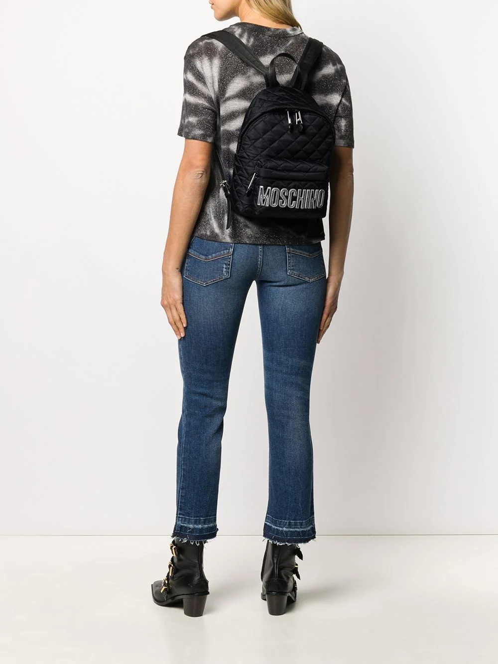 logo-print quilted backpack - 2