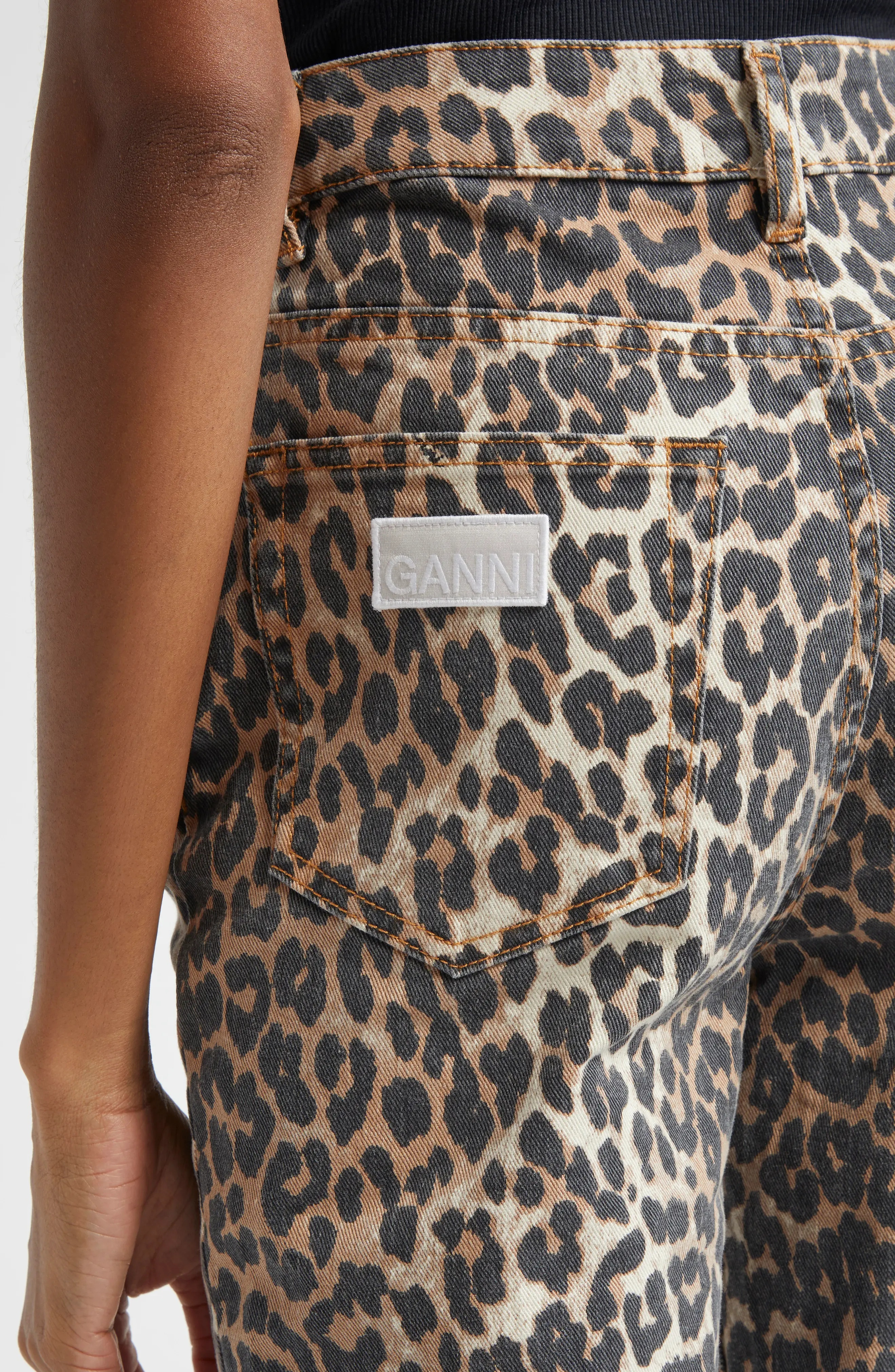 Ganni Betzy Leopard Stretch Organic Cotton Crop Jeans at Nordstrom - 5