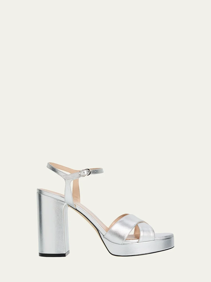 Dayna Metallic Crisscross Platform Sandals - 1