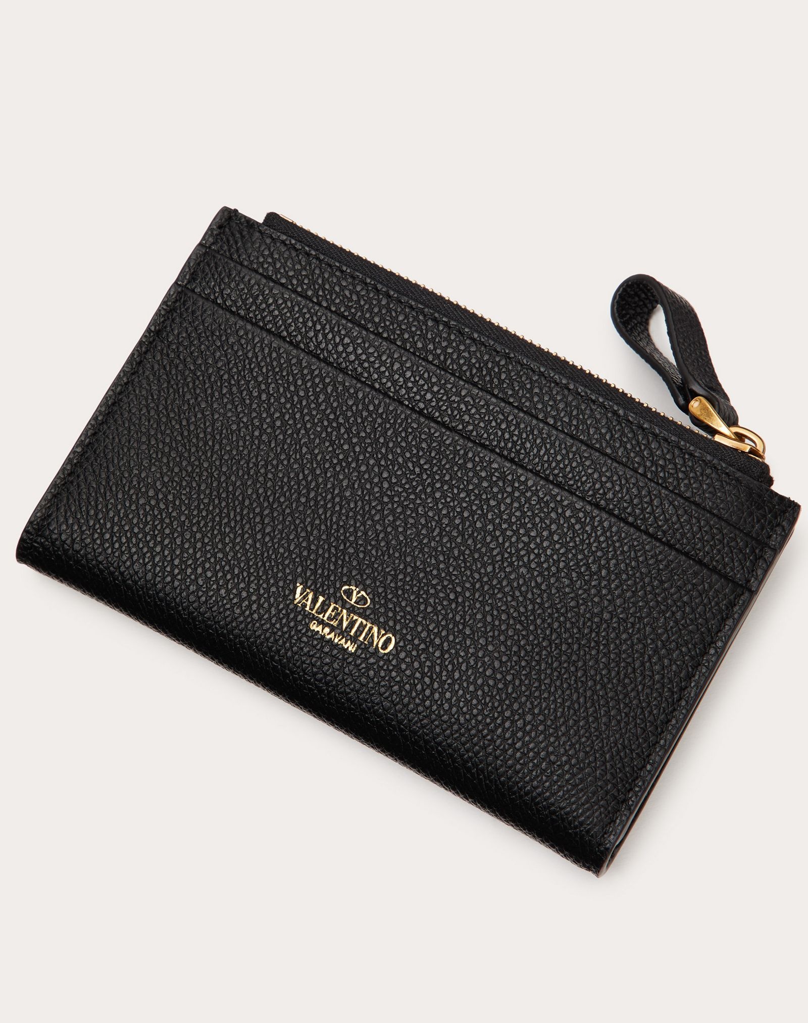 VLOGO SIGNATURE GRAINY CALFSKIN CARDHOLDER WTH ZIPPER - 3