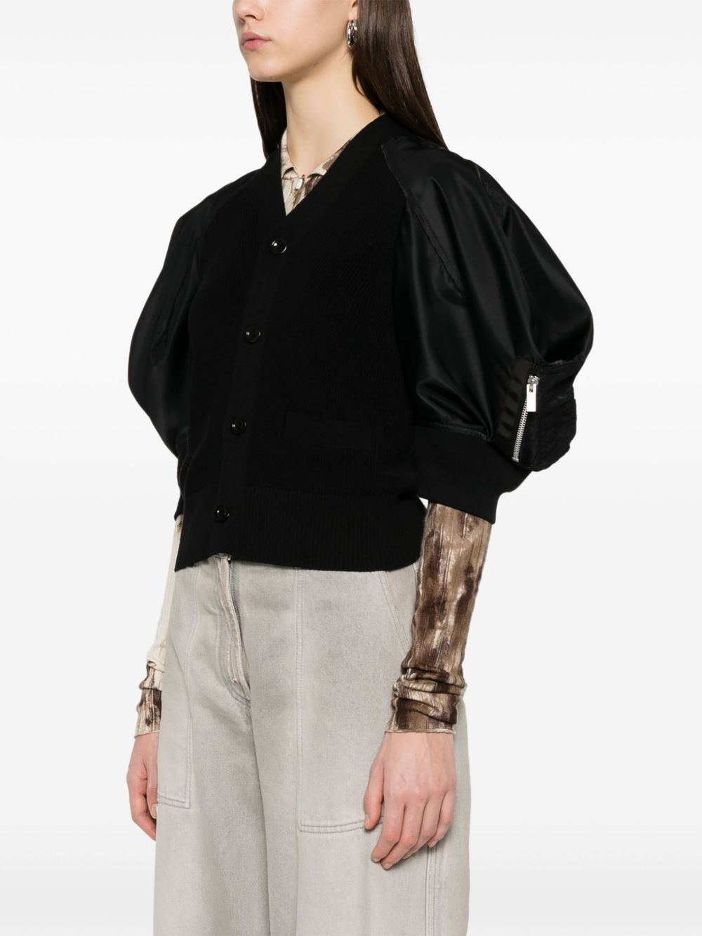 Sacai Women Cotton And Nylon Cardigan - 4