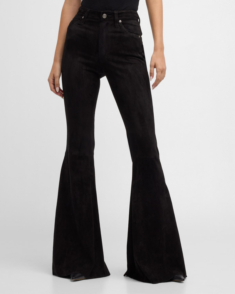 Super High-Rise Bell Flared Suede Pants 4