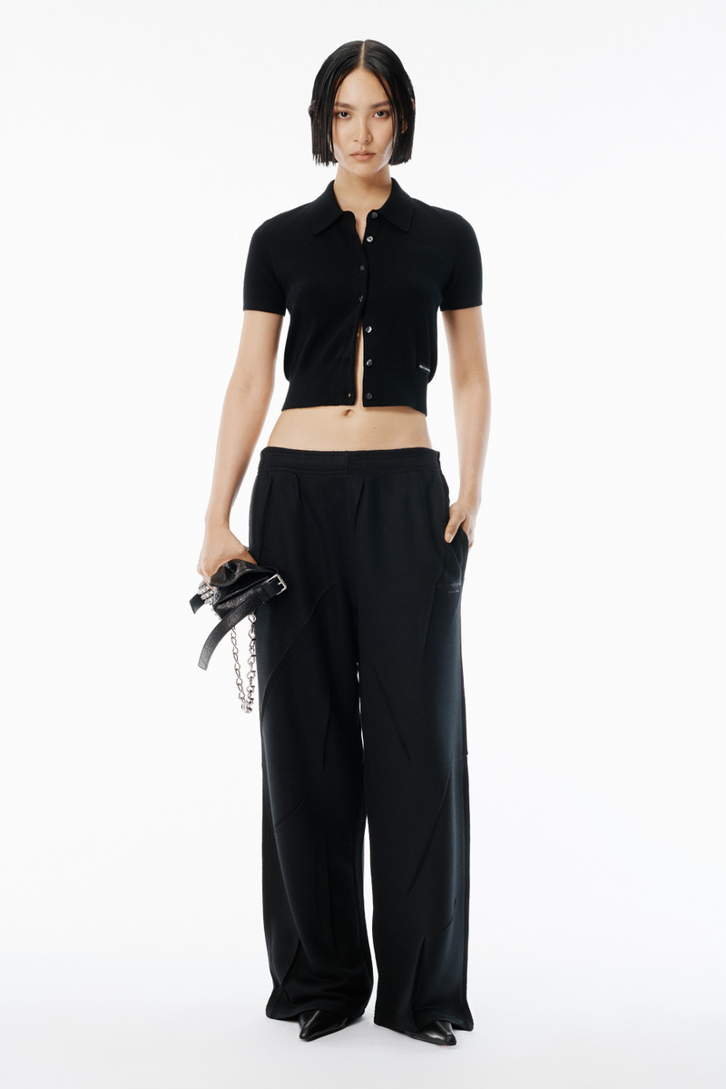 Alexander Wang Black Wool Short Sleeve Polo Cardigan outlook