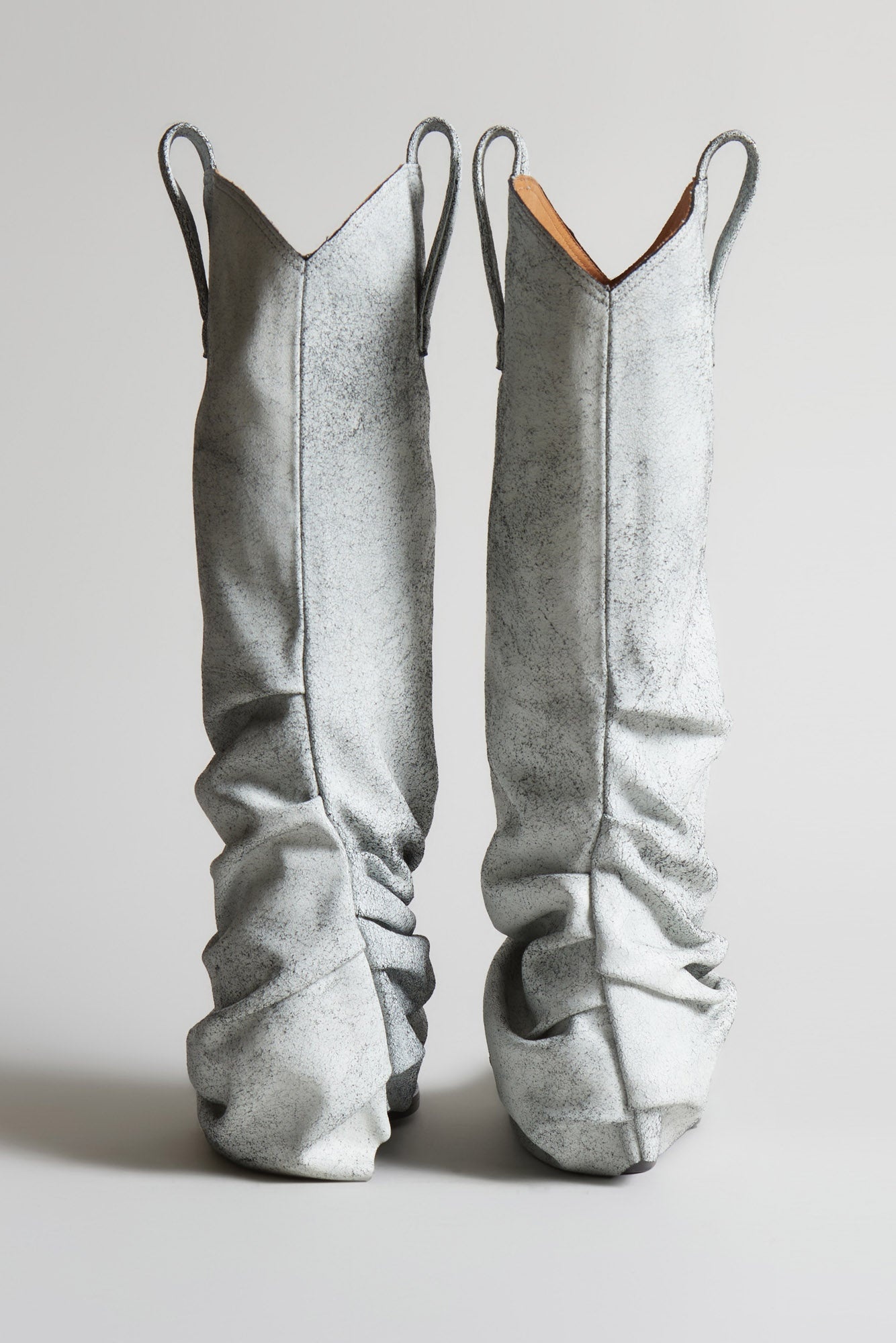MID COWBOY BOOTS WITH SLEEVE - CRACKLE WHITE - 3