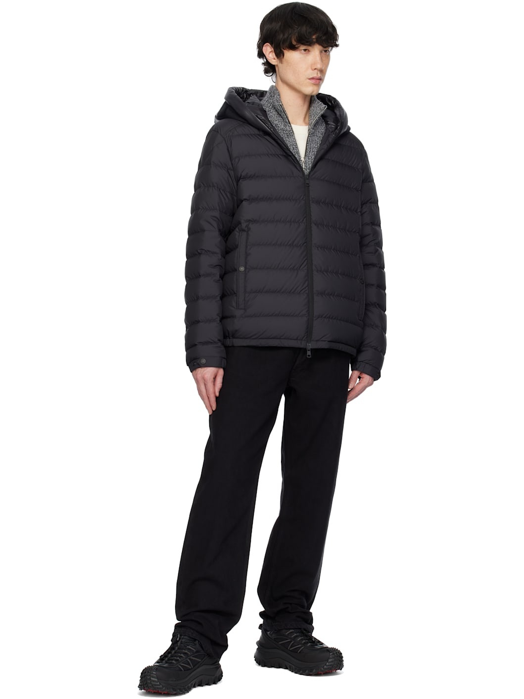 Black Chevrerie Hooded Short Down Jacket - 5