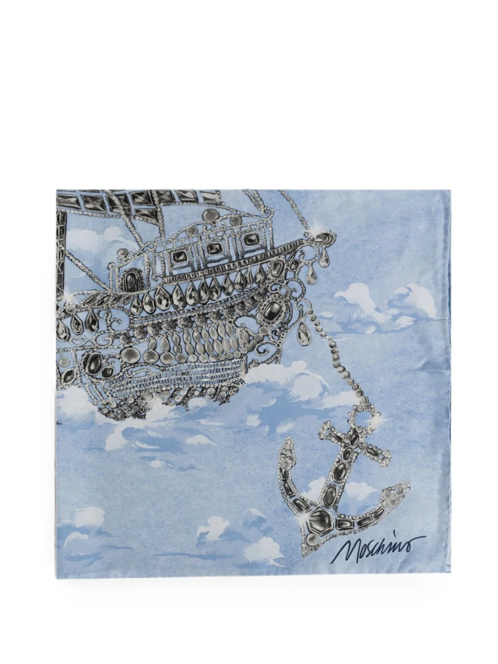 graphic-print silk scarf - 1