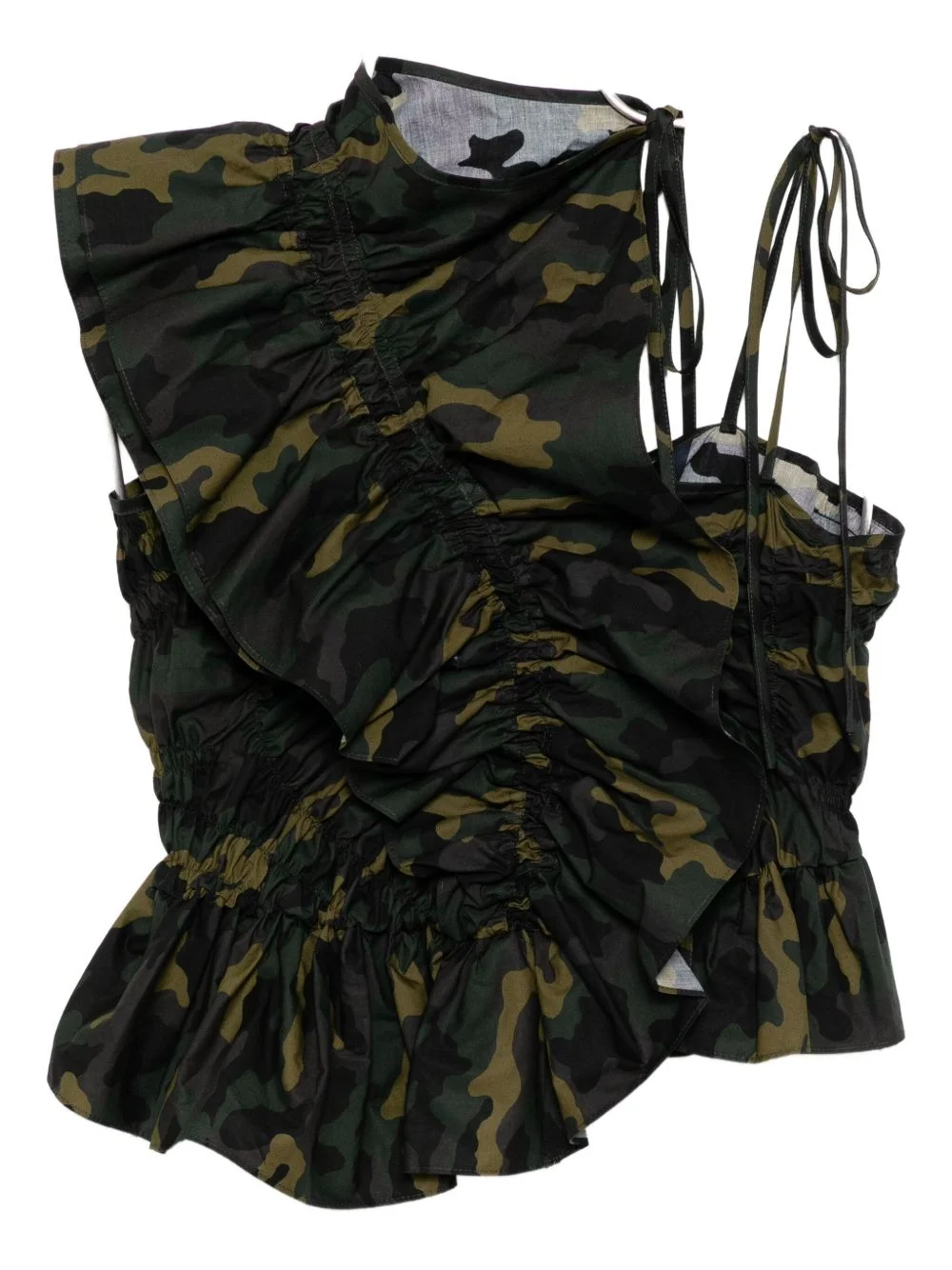 Unbalanced Camo Shirring top - 1